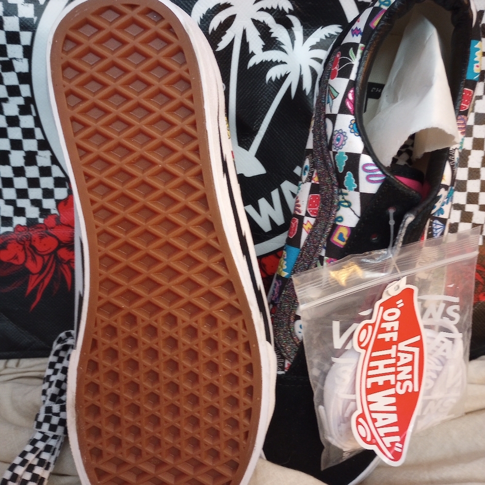 vans old school custom doodle check shoes NWT - Picture 3 of 5
